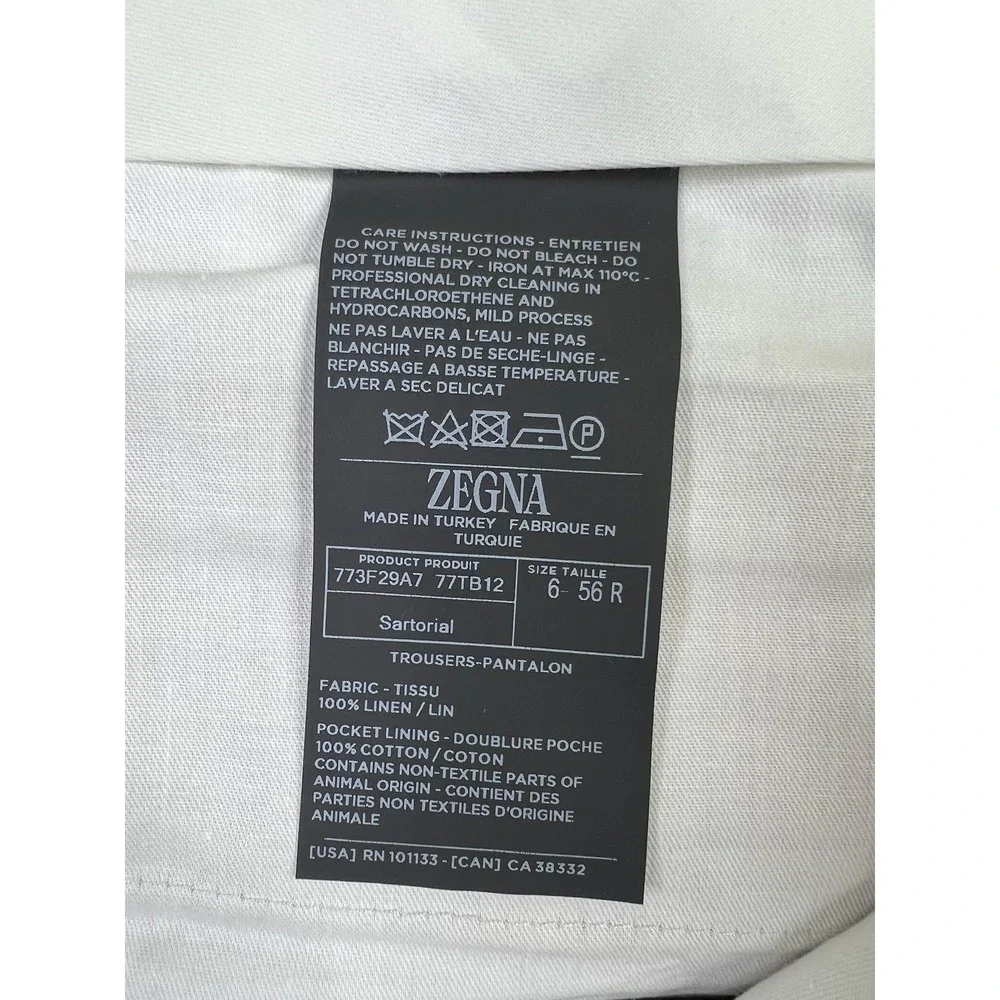 ZEGNA Pants Mens 40x30 Beige Oasi Lino Regular Fit Linen Dress Trousers NEW